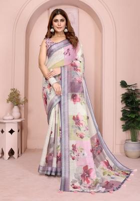 Multicolor Zari Work Silk Blend Saree Set