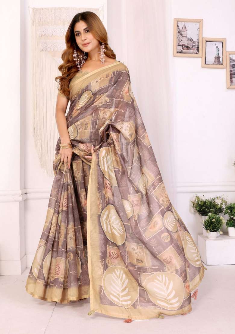 Onion Pink Silk Blend Saree Set with Zari Work for Diwali | Wedding & Festive Wear - Indya