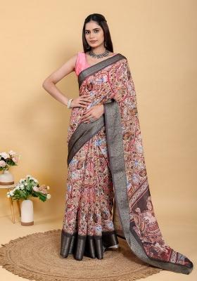 Multicolor Zari Work Silk Blend Saree Set