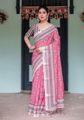 Black Zari Work Silk Blend Saree Set