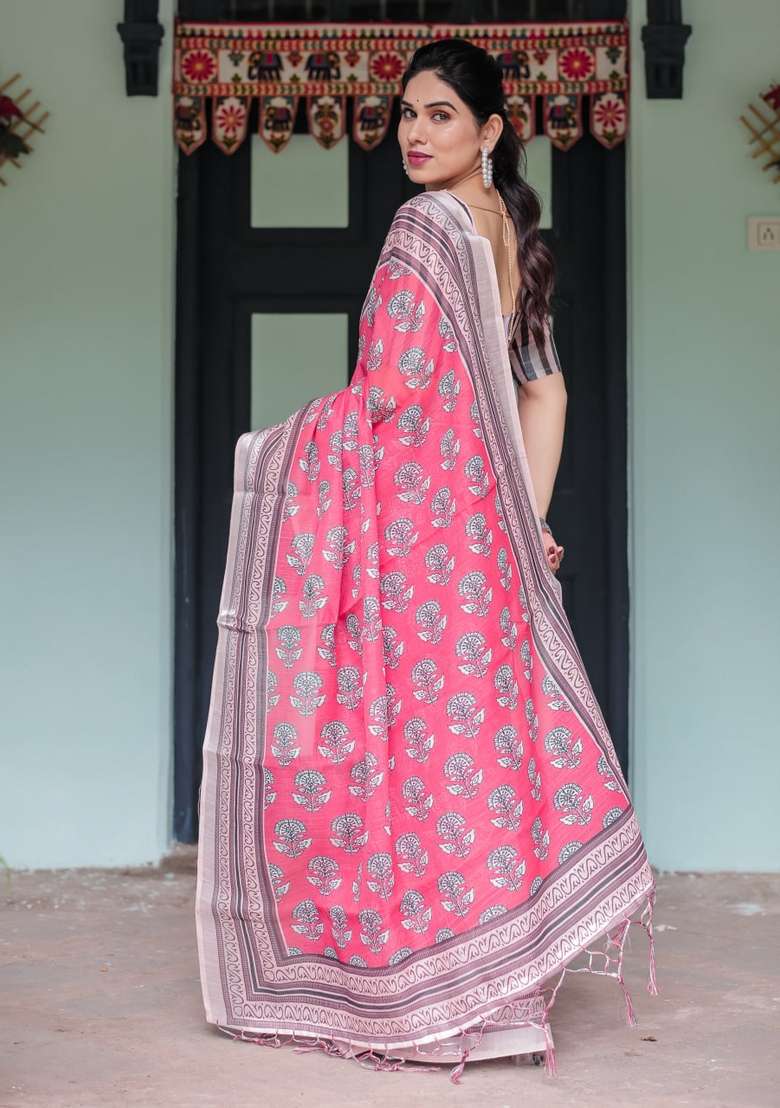 Black Zari Work Silk Blend Saree Set for Diwali and Festive Wear - Indya