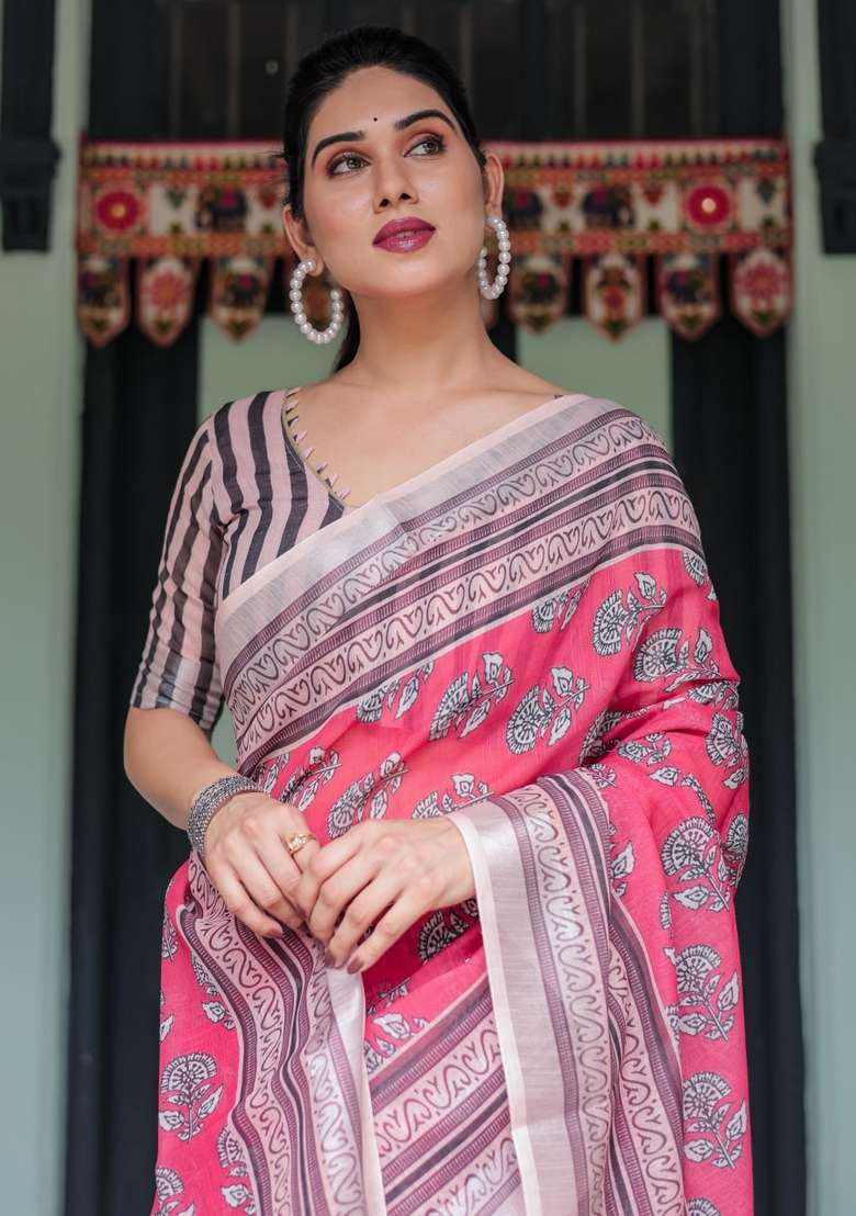 Black Zari Work Silk Blend Saree Set for Diwali and Festive Wear - Indya