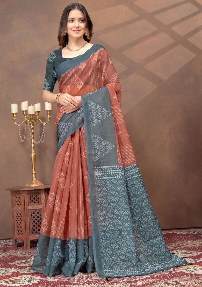 Maroon Silk Blend Saree Set with Zari Work for Diwali | Wedding & Festive Wear - Indya