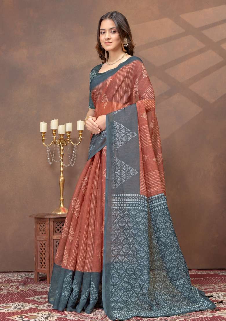 Maroon Silk Blend Saree Set with Zari Work for Diwali | Wedding & Festive Wear - Indya