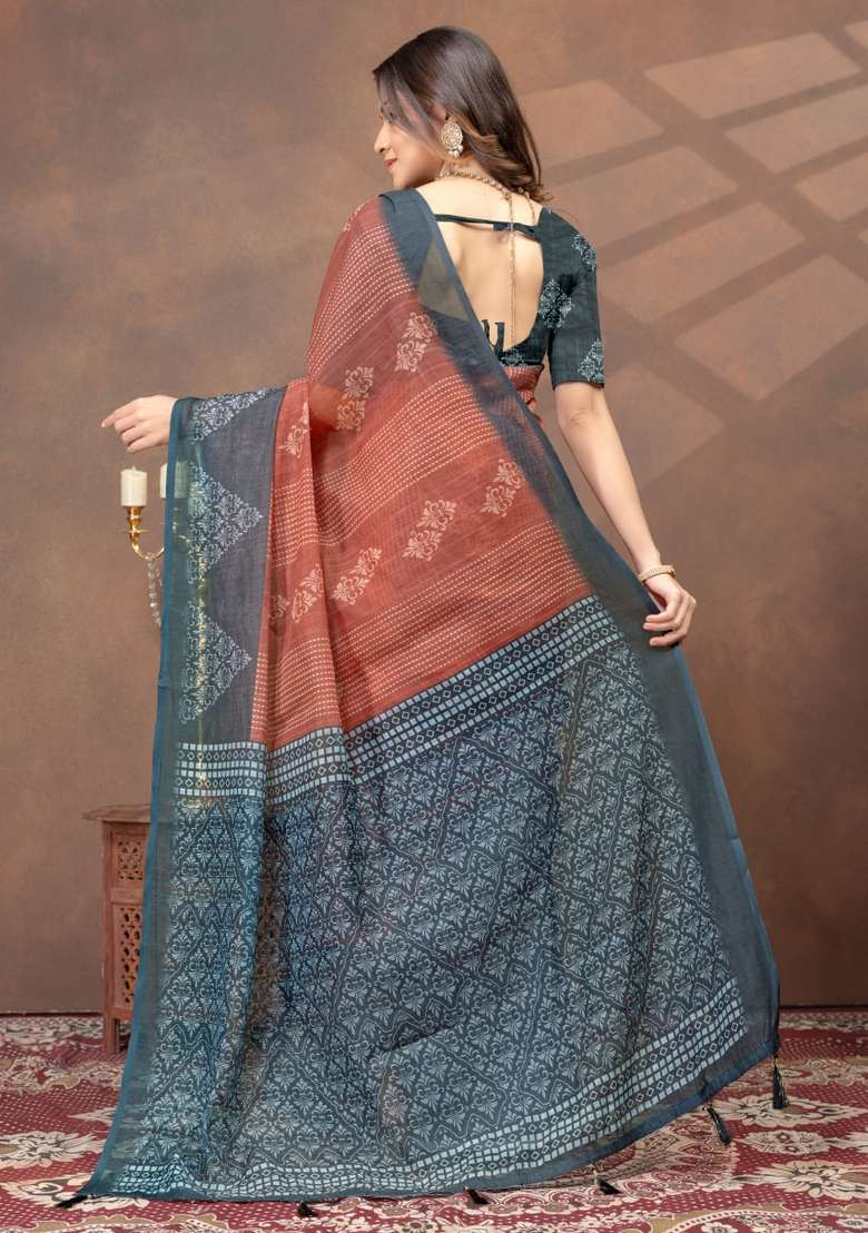 Maroon Silk Blend Saree Set with Zari Work for Diwali | Wedding & Festive Wear - Indya
