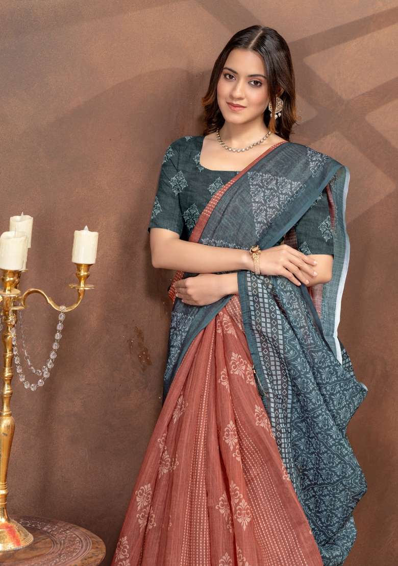 Maroon Silk Blend Saree Set with Zari Work for Diwali | Wedding & Festive Wear - Indya