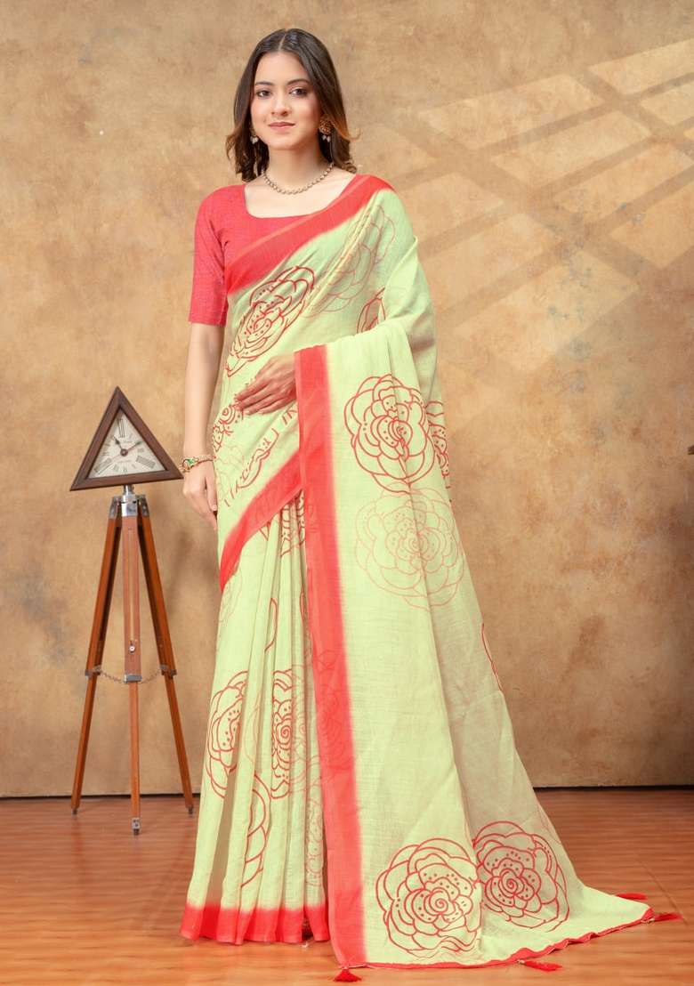 Yellow Silk Blend Saree Set with Zari Work for Diwali | Wedding & Festive Wear - Indya
