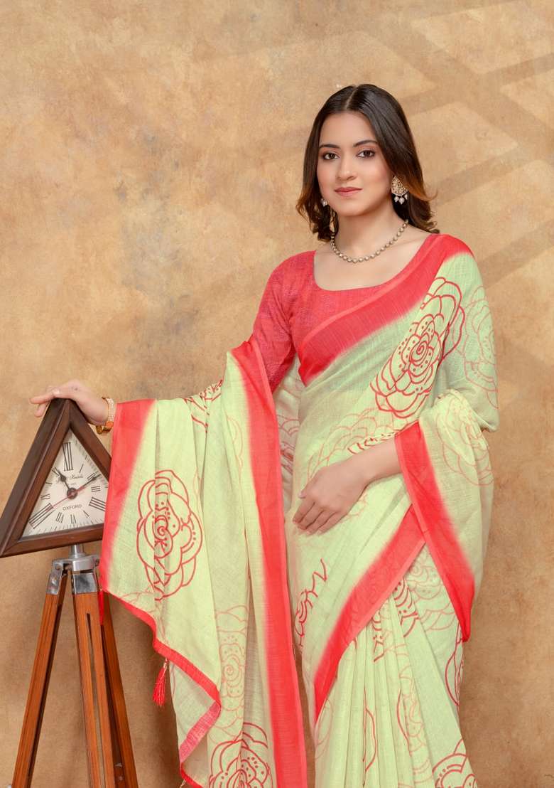 Yellow Silk Blend Saree Set with Zari Work for Diwali | Wedding & Festive Wear - Indya