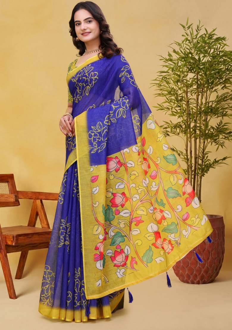 Purple Silk Blend Saree Set with Zari Work for Diwali | Wedding & Festive Wear - Indya