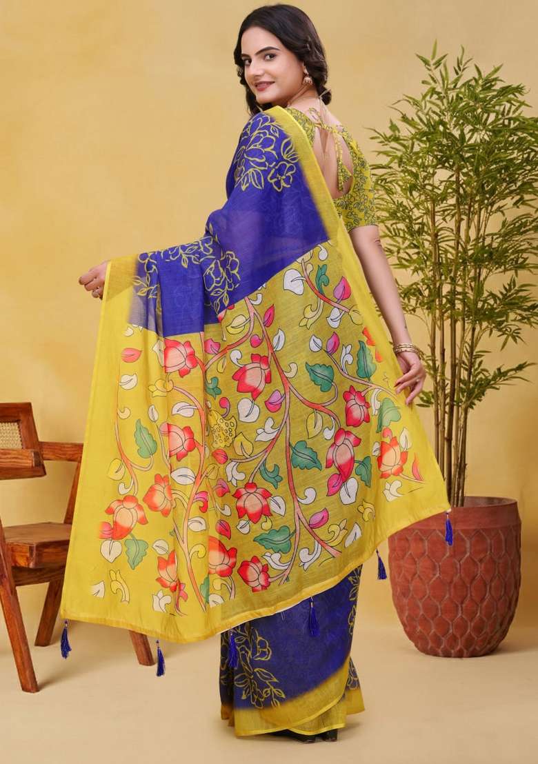 Purple Silk Blend Saree Set with Zari Work for Diwali | Wedding & Festive Wear - Indya