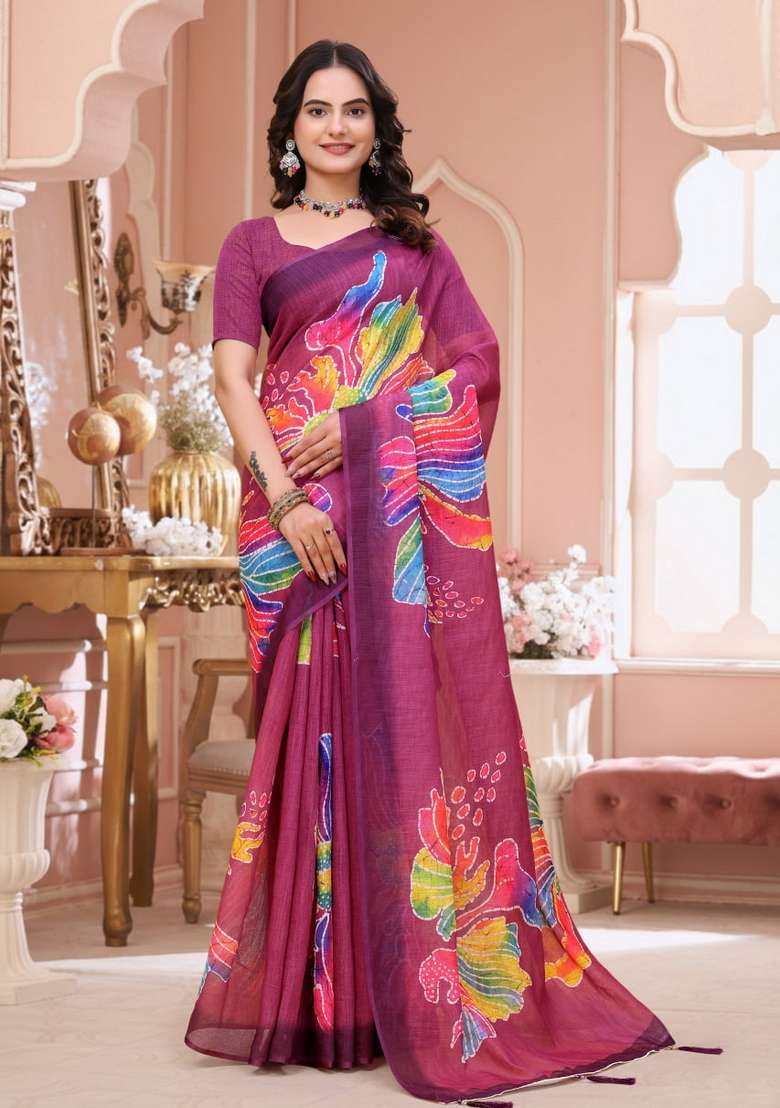 Pink Silk Blend Saree Set with Zari Work for Diwali | Wedding & Festive Wear - Indya