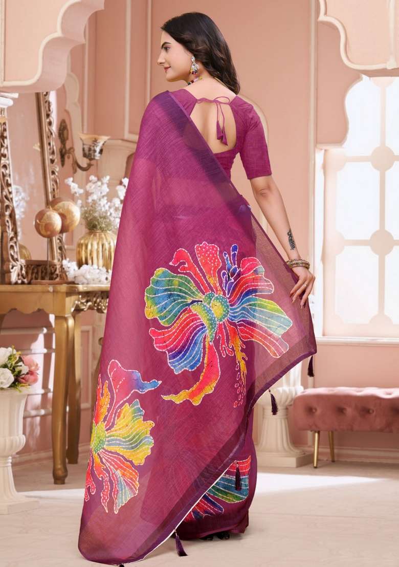 Pink Silk Blend Saree Set with Zari Work for Diwali | Wedding & Festive Wear - Indya