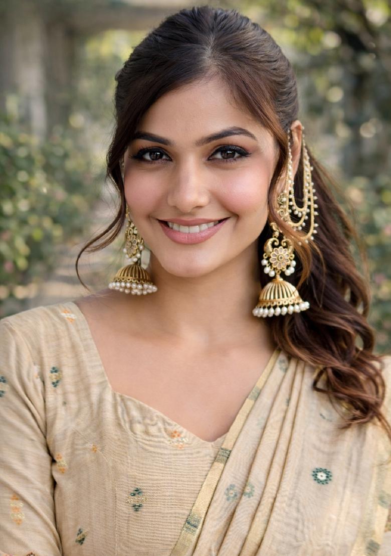 Off White Embroidered Banarasi Silk Blend Saree Set - Indya