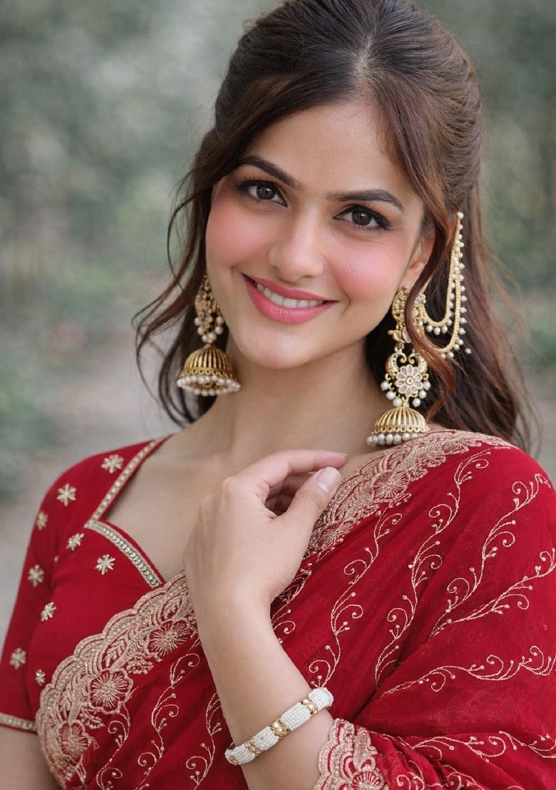 Rani Pink Embroidered Georgette Saree Set - Indya