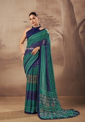 Firozi Printed Cotton Saree Set