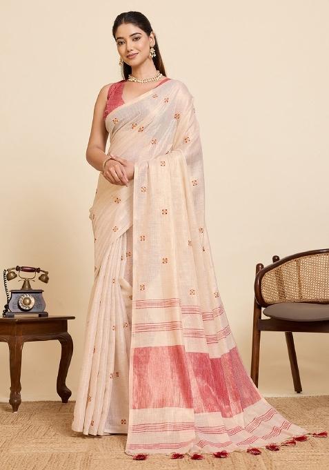 Dusty Pink Embroidered Silk Saree Set
