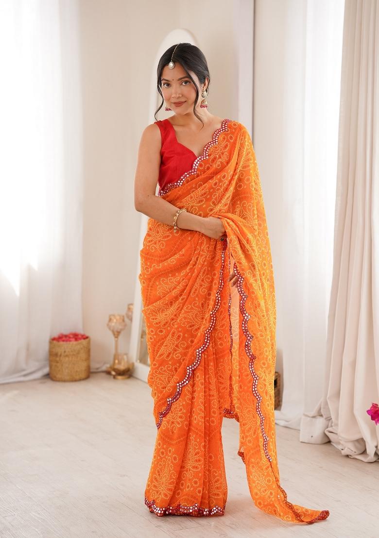 Fanta Printed Georgette Saree Set - Indya