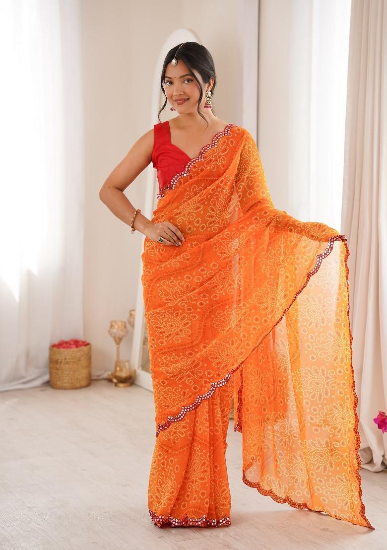 Fanta Printed Georgette Saree Set - Indya