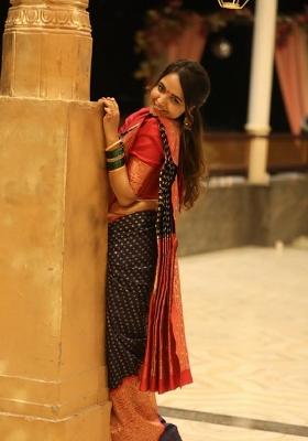 Black Woven Silk Blend Saree Set