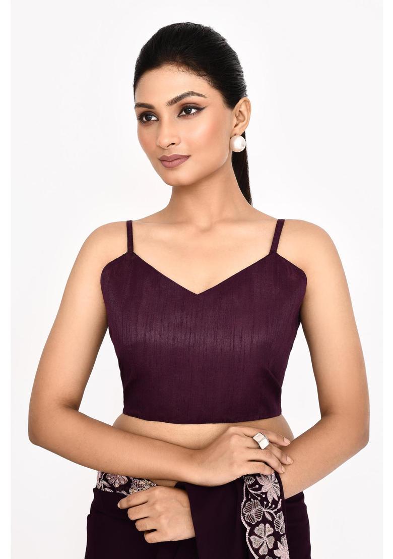 Purple Embroidered Georgette Saree Set - Indya