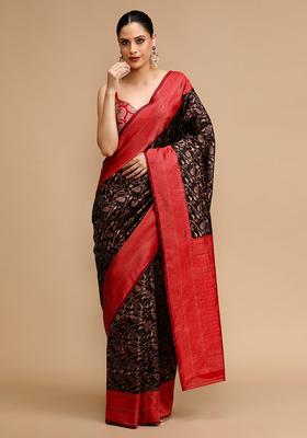 Black Woven Jacquard Saree Set