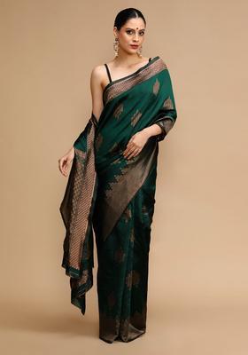 Green Woven Jacquard Saree Set