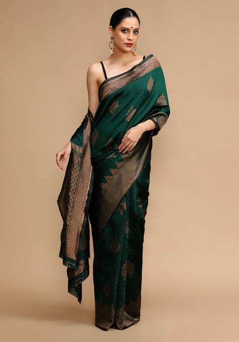Green Woven Jacquard Saree Set