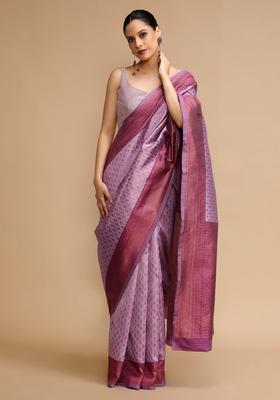Lavender Woven Jacquard Saree Set