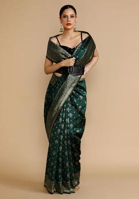 Green Woven Jacquard Saree Set