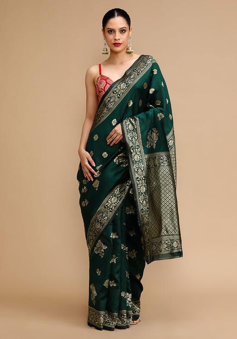 Green Woven Jacquard Saree Set