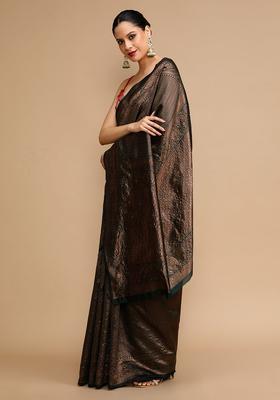 Green Woven Jacquard Saree Set