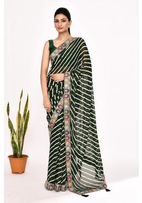 Green Embroidered Georgette Saree Set
