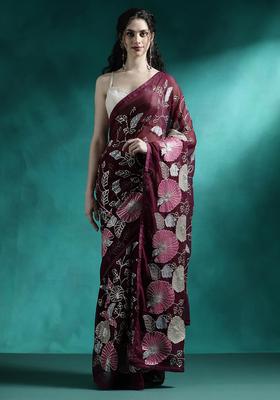 Multicolor Sequin Work Georgette Saree Set