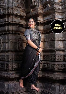 Black Woven Silk Blend Saree Set