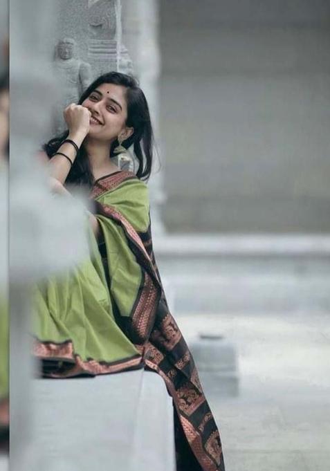 Green Woven Jacquard Saree Set