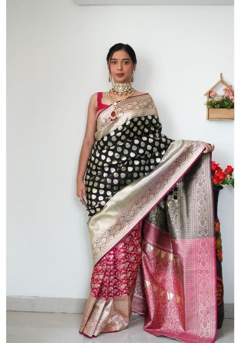 Multicolor Woven Jacquard Saree Set