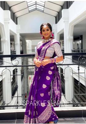 Purple Woven Jacquard Saree Set
