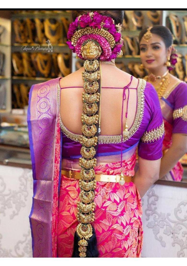 Pink Woven Silk Blend Saree Set - Indya