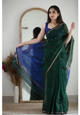 Green Woven Jacquard Saree Set