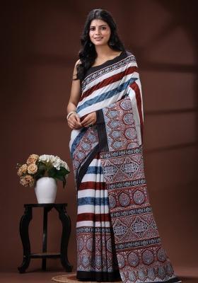 Multicolor Printed Cotton Saree Set