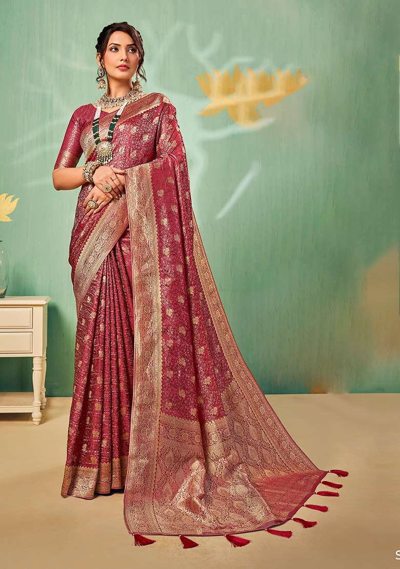 Maroun Weaving Tissue Saree Set for Diwali | Wedding & Festive Wear - Indya