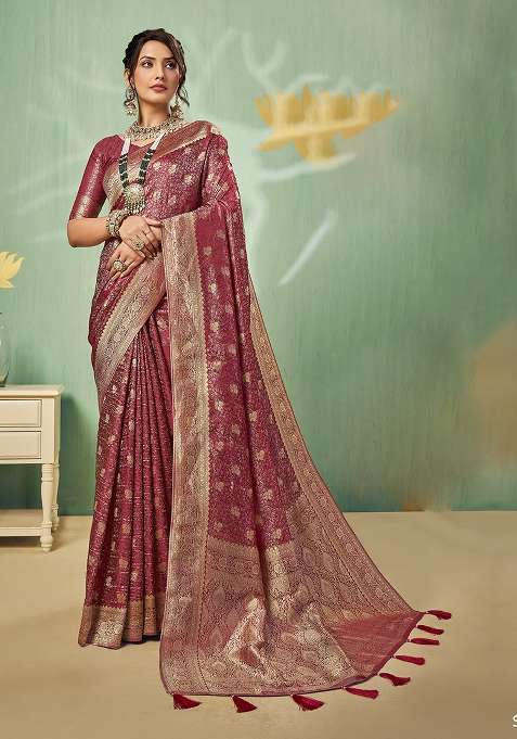 Maroun Weaving Tissue Saree Set for Diwali | Wedding & Festive Wear