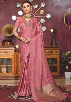 Gajari Weaving Silk Blend Saree Set