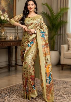 Ivory Kalamkari Chanderi Saree Set