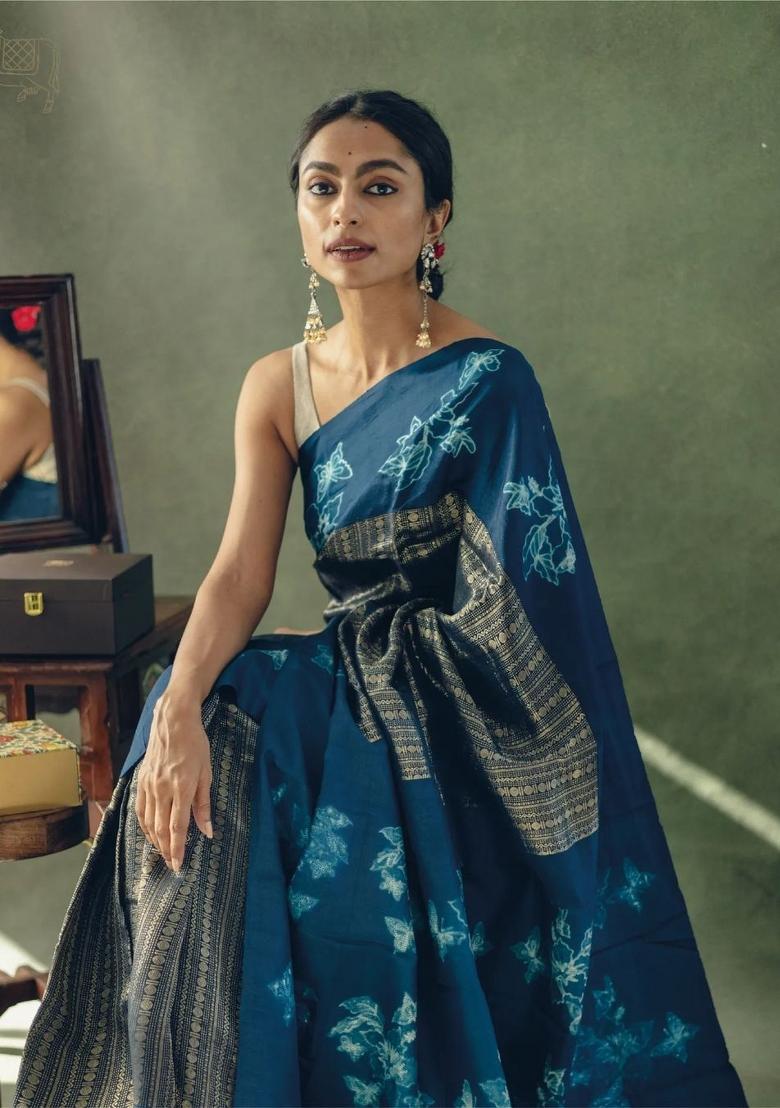 Multicolor Printed Silk Blend Saree Set - Indya