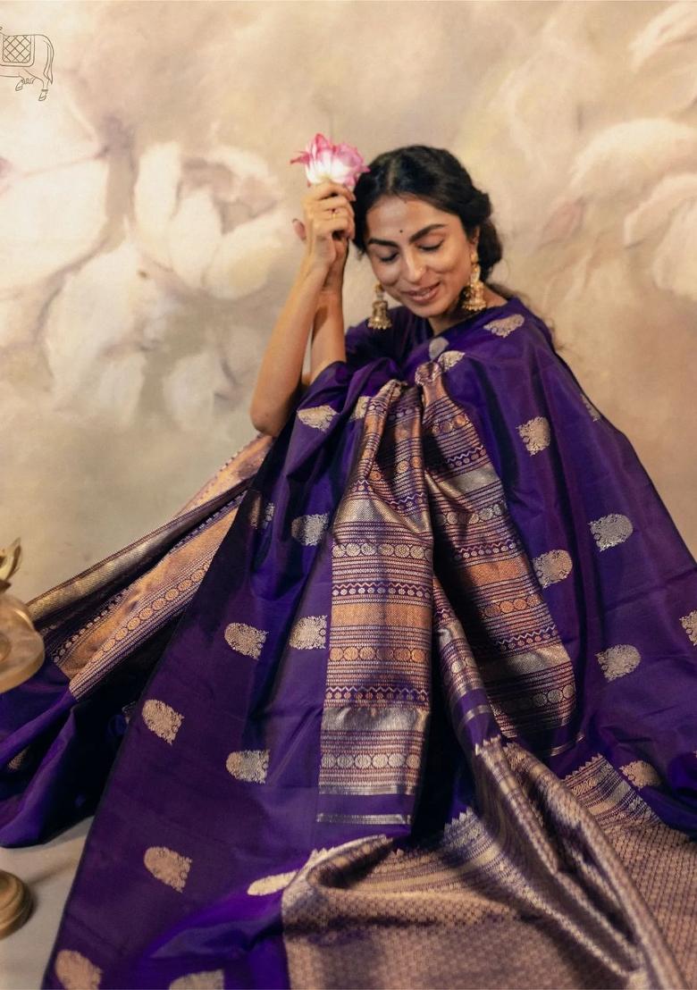 Multicolor Printed Silk Blend Saree Set - Indya