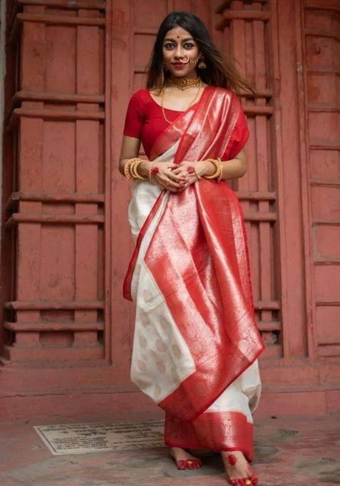 Multicolor Printed Silk Blend Saree Set
