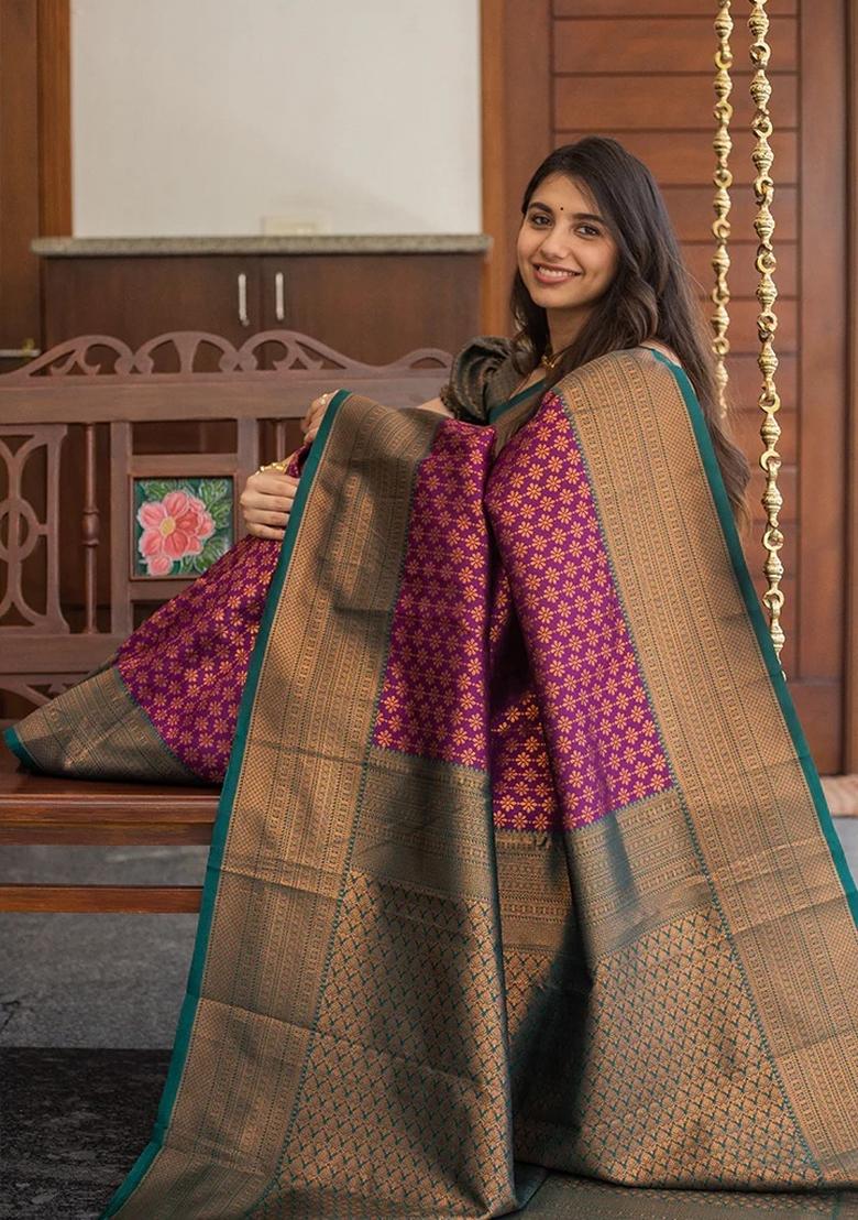 Multicolor Printed Silk Blend Saree Set - Indya