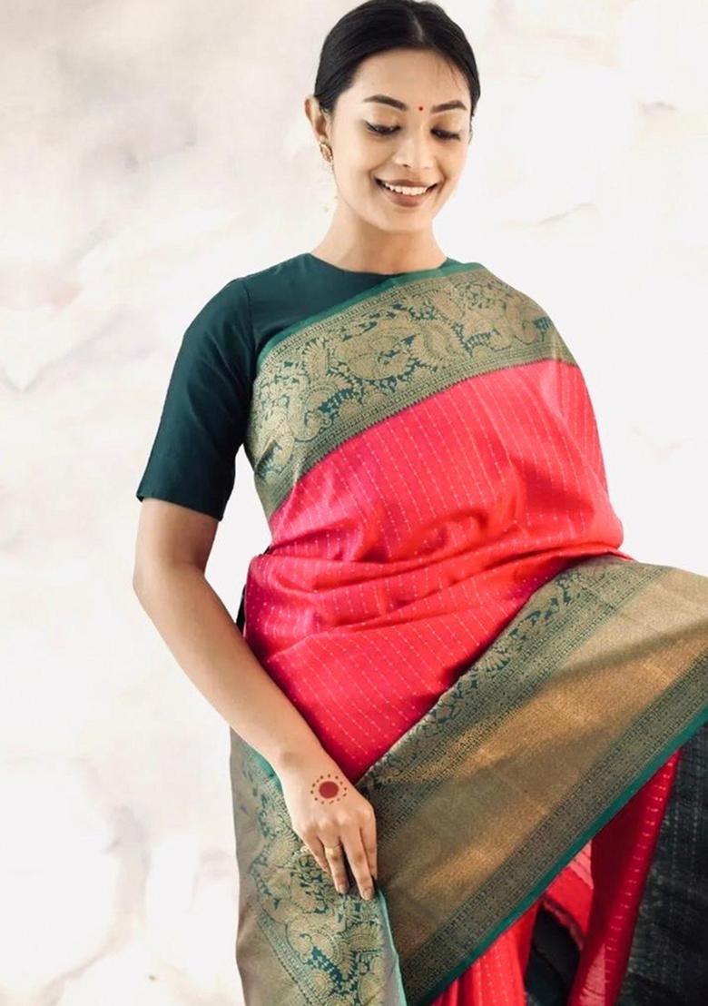 Multicolor Printed Silk Blend Saree Set - Indya
