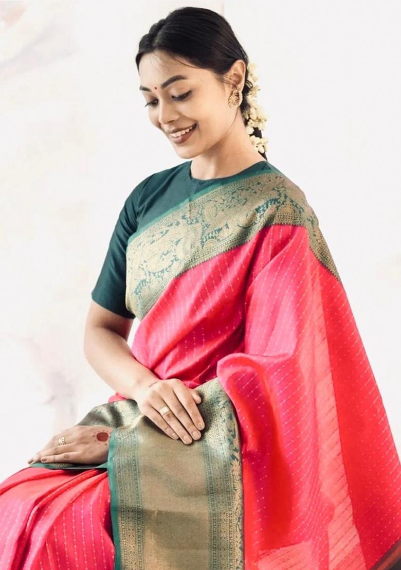Multicolor Printed Silk Blend Saree Set - Indya